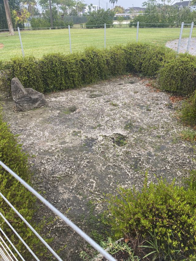 _2022-03-10_FLHomestead,28655S-DixieHwy,CoralCastle_hole-where-coral-wall-was-dug(chair-was-found-in-excavation)